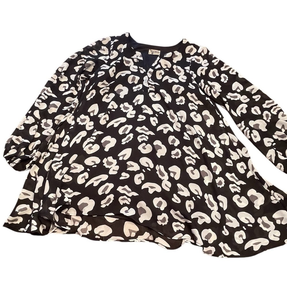 Show‎ Me Your MuMu Animal Print 3/4 Sleeve Top Made In USA Business Casual Small